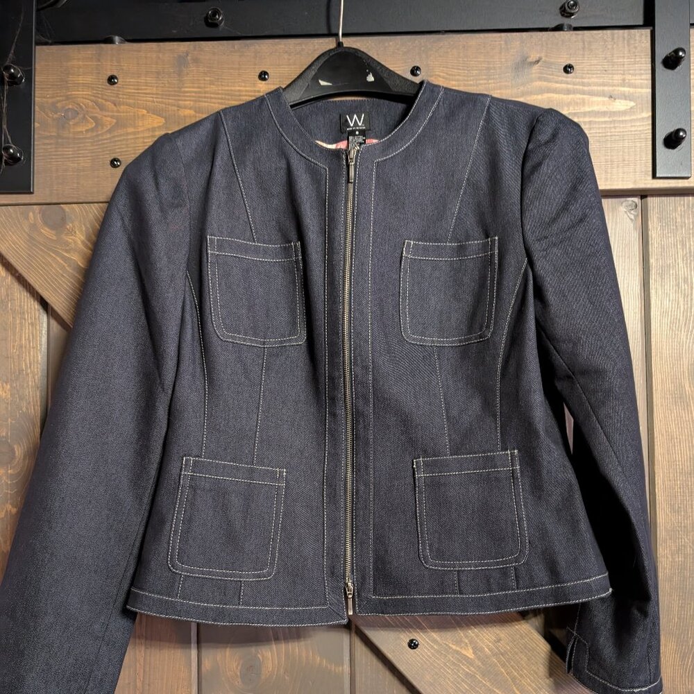 W work to weekend dk denim jacket size 8